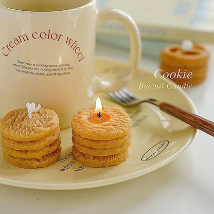 4-Pack Cookie Shaped Scented Candles - 120g Bulk Handmade Soy Wax Bakery Dessert Style Utility Candle