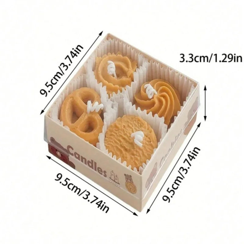 4-Pack Cookie Shaped Scented Candles - 120g Bulk Handmade Soy Wax Bakery Dessert Style Utility Candle