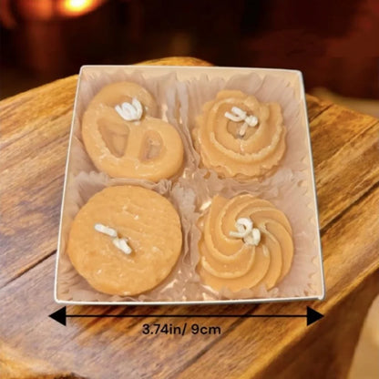 4-Pack Cookie Shaped Scented Candles - 120g Bulk Handmade Soy Wax Bakery Dessert Style Utility Candle