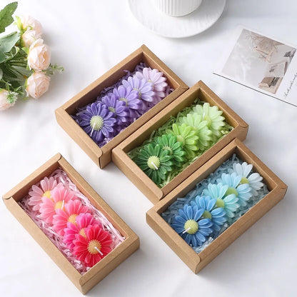 5-Piece Gradient Macaron Daisy Candle Set - Handmade Soy Wax 3D Flower Pastel Table Decor