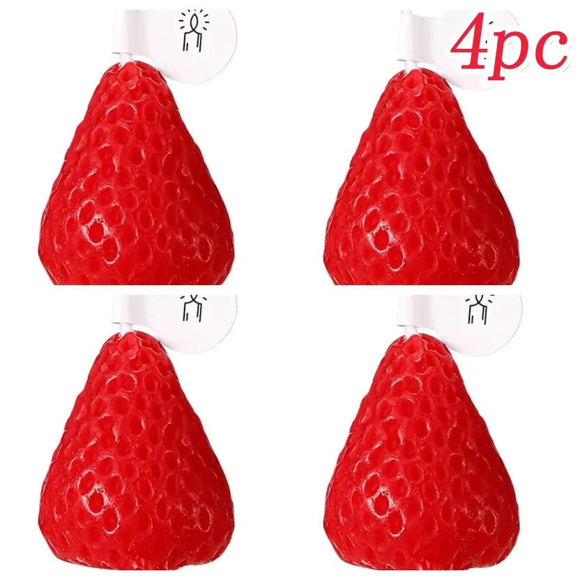 Bulk Strawberry Shaped Scented Candles - Handmade Soy Wax Cute Red Fruit Table Decor (4, 6, 10, 15 Pack)