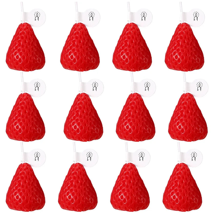 Bulk Strawberry Shaped Scented Candles - Handmade Soy Wax Cute Red Fruit Table Decor (4, 6, 10, 15 Pack)