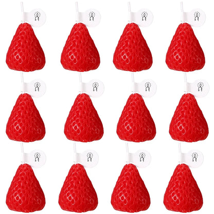 Bulk Strawberry Shaped Scented Candles - Handmade Soy Wax Cute Red Fruit Table Decor (4, 6, 10, 15 Pack)