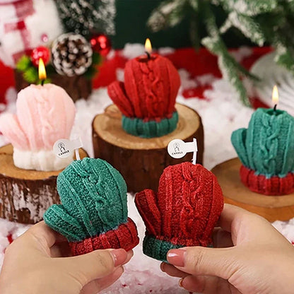 Christmas Glove 3D Scented Candle - Handmade Soy Wax Winter Mitten Sculptural Holiday Candle (1, 2 & 3 Pack)