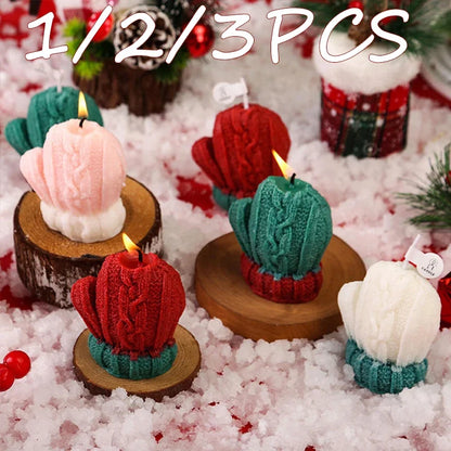 Christmas Glove 3D Scented Candle - Handmade Soy Wax Winter Mitten Sculptural Holiday Candle (1, 2 & 3 Pack)