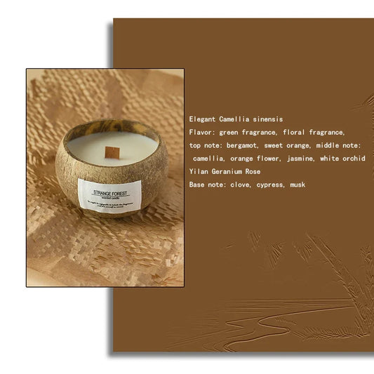 Coconut Aromatherapy Candle in Wooden Bowl – Premium Soy Wax | Essential Oil Fragrance | Spa Decor