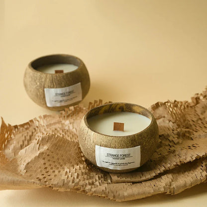 Coconut Aromatherapy Candle in Wooden Bowl – Premium Soy Wax | Essential Oil Fragrance | Spa Decor