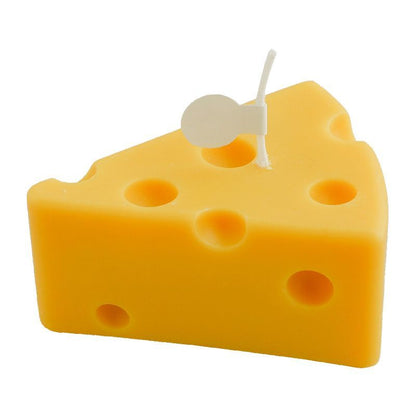 Realistic Cheese Shaped Art Candle - Handmade Yellow Cake Style Sculptural Aromatherapy Accent Candle