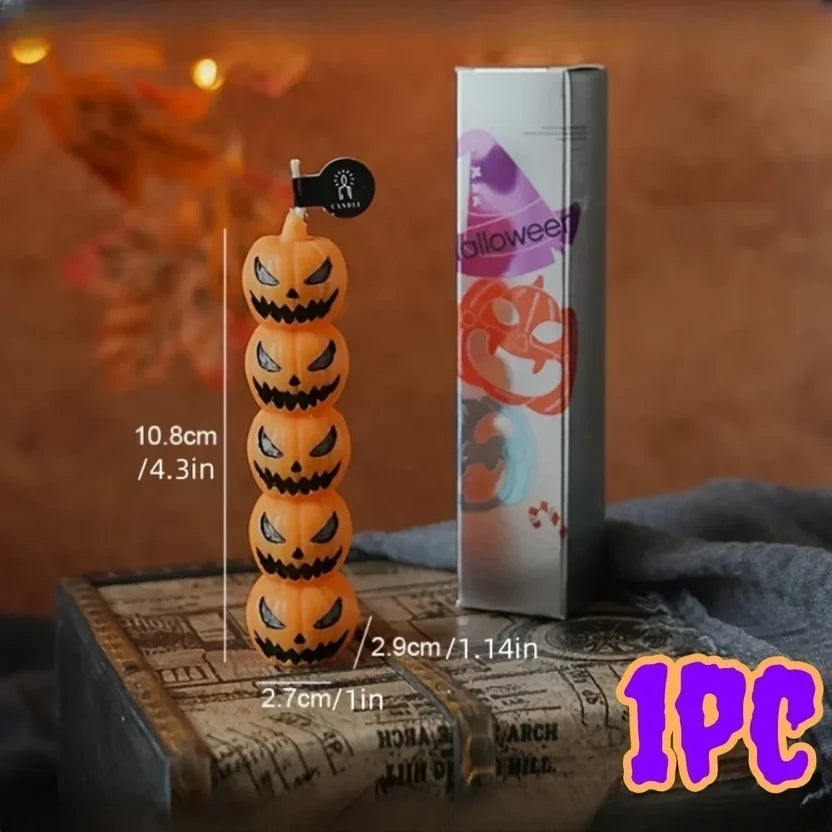 Gothic Halloween Long Stick Scented Candles - Handmade Soy Wax Spooky Skeleton Pumpkin Dinner Taper (1-Pc Single)