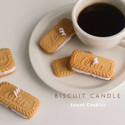 Handmade Biscuit Shaped Scented Candle - Sculptural Soy Wax Cookie Pastry Style Dessert Candle