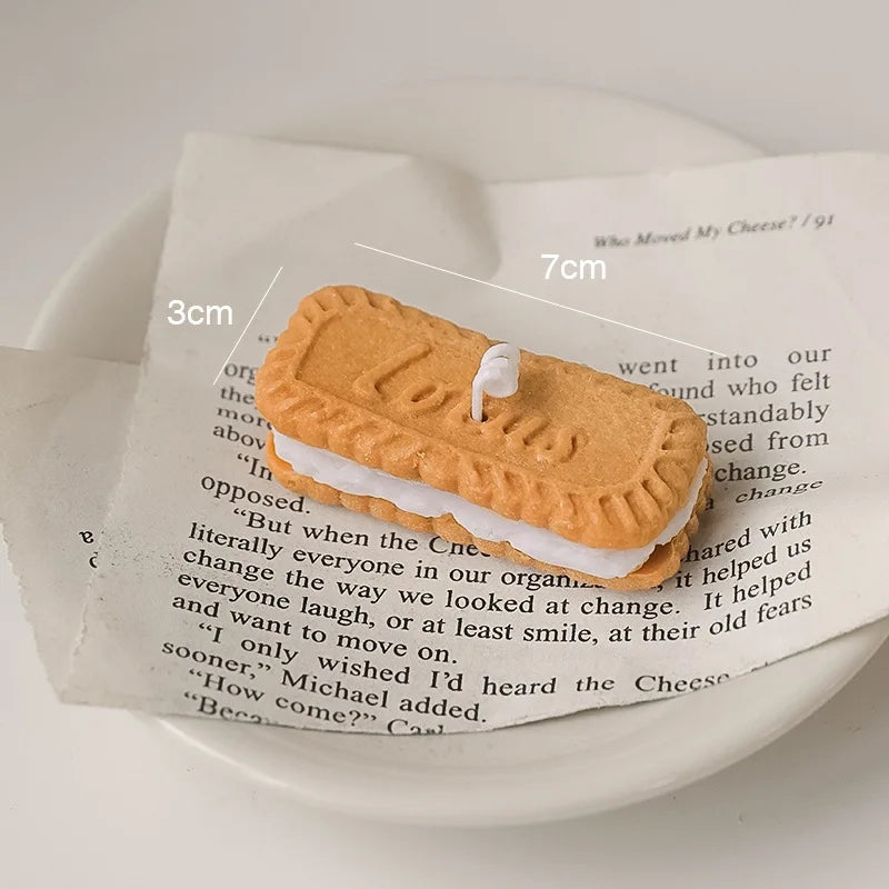 Handmade Biscuit Shaped Scented Candle - Sculptural Soy Wax Cookie Pastry Style Dessert Candle