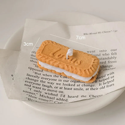 Handmade Biscuit Shaped Scented Candle - Sculptural Soy Wax Cookie Pastry Style Dessert Candle