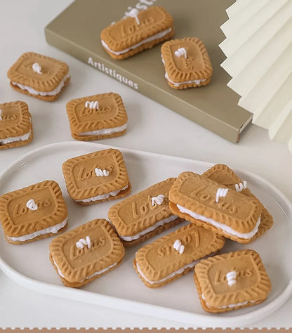 Handmade Biscuit Shaped Scented Candle - Sculptural Soy Wax Cookie Pastry Style Dessert Candle