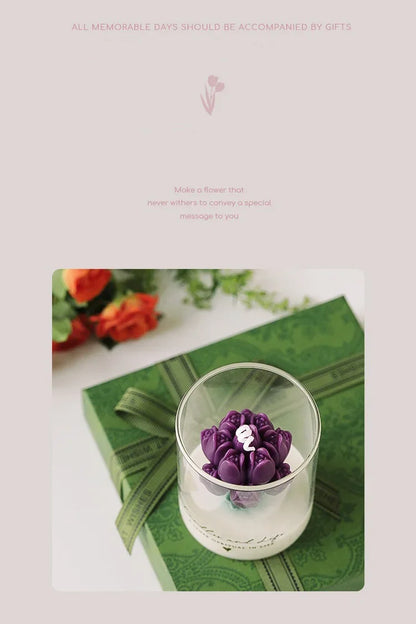 Handmade Tulip Bouquet Scented Candle - Sculptural Soy Wax Flower Art Candle for Home Decor & Gifting