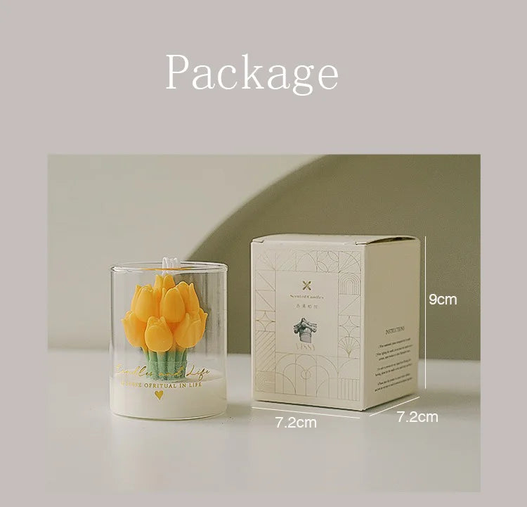 Handmade Tulip Bouquet Scented Candle - Sculptural Soy Wax Flower Art Candle for Home Decor & Gifting