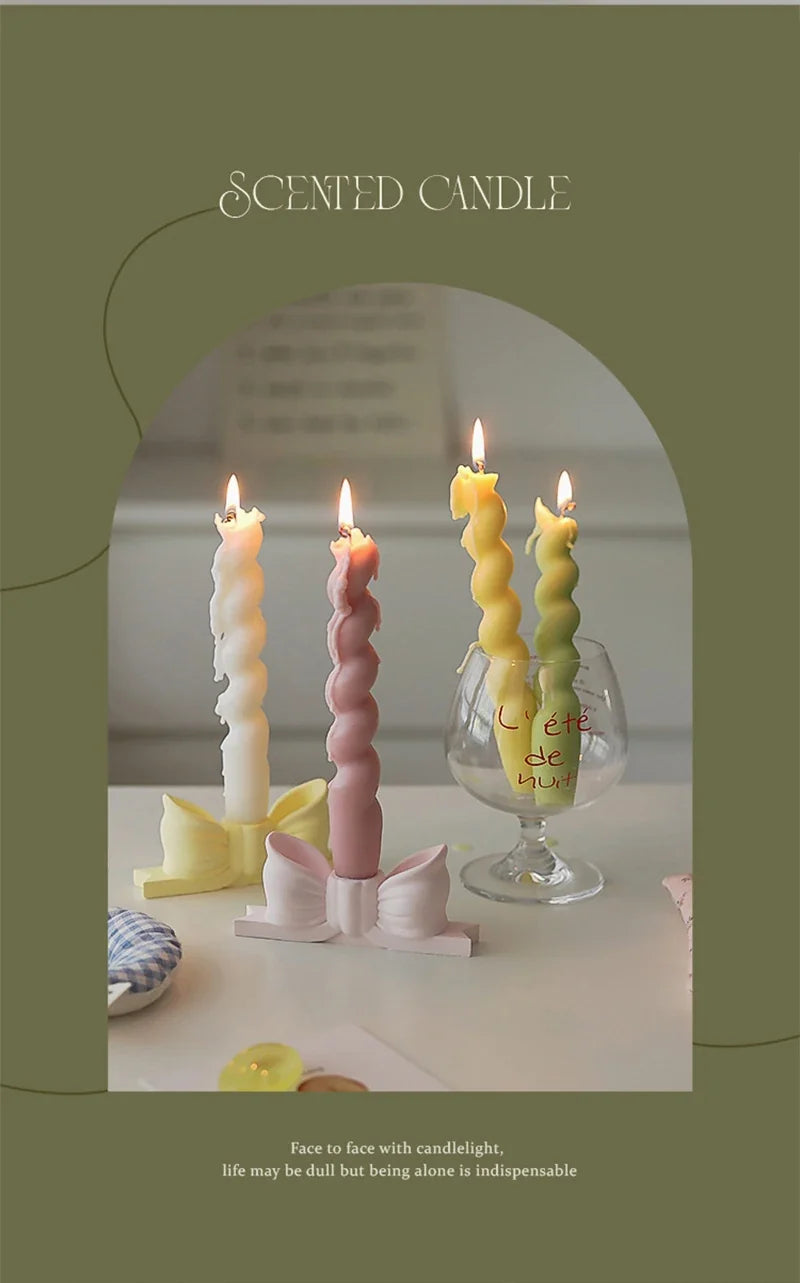 Handmade Spiral Long Stem Scented Candle - Soy Blend Geometric Twist Taper Dinner Stick Candle