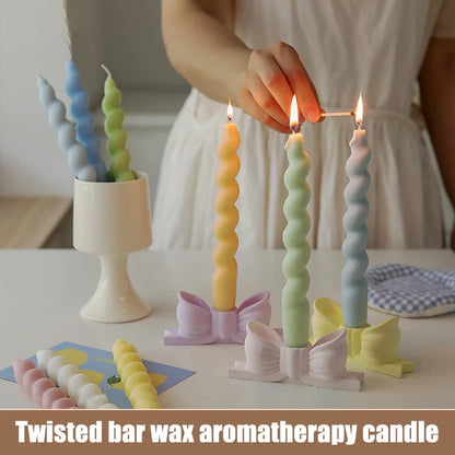 Handmade Spiral Long Stem Scented Candle - Soy Blend Geometric Twist Taper Dinner Stick Candle