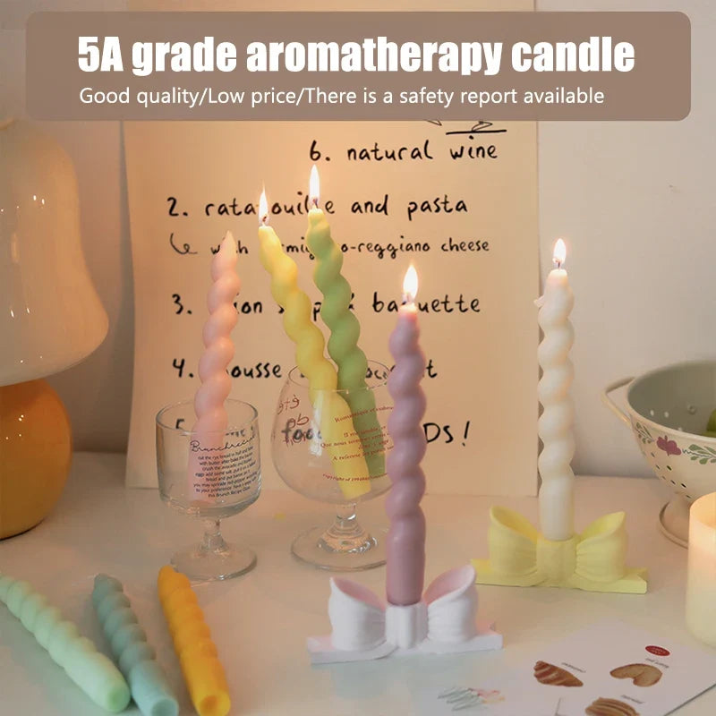 Handmade Spiral Long Stem Scented Candle - Soy Blend Geometric Twist Taper Dinner Stick Candle