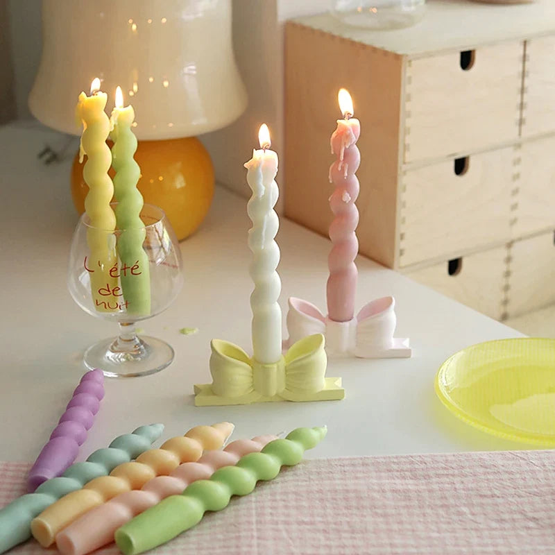 Handmade Spiral Long Stem Scented Candle - Soy Blend Geometric Twist Taper Dinner Stick Candle