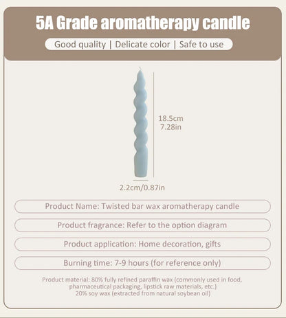 Handmade Spiral Long Stem Scented Candle - Soy Blend Geometric Twist Taper Dinner Stick Candle