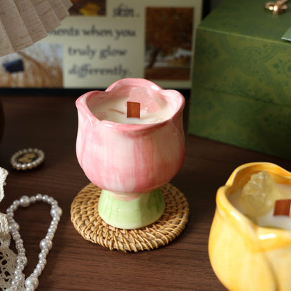 Tulip Flower Shaped Scented Candle Set