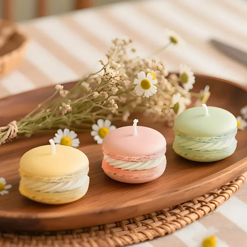 Macaron-Shaped Scented Soy Wax Candles – Set of 1 or 5 | Luxury Aromatherapy Gift