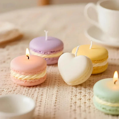 Macaron-Shaped Scented Soy Wax Candles – Set of 1 or 5 | Luxury Aromatherapy Gift