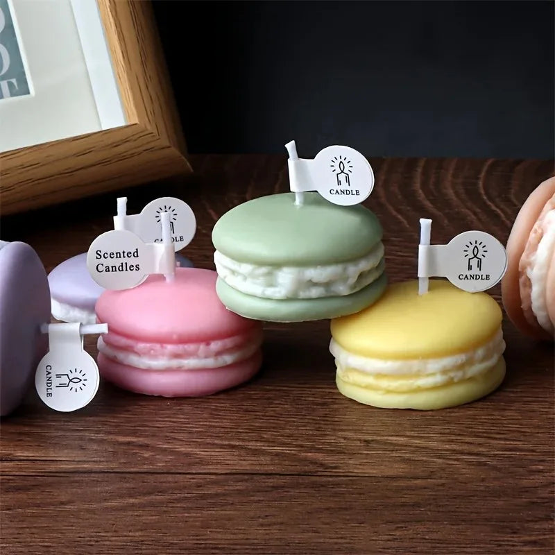 Macaron-Shaped Scented Soy Wax Candles – Set of 1 or 5 | Luxury Aromatherapy Gift