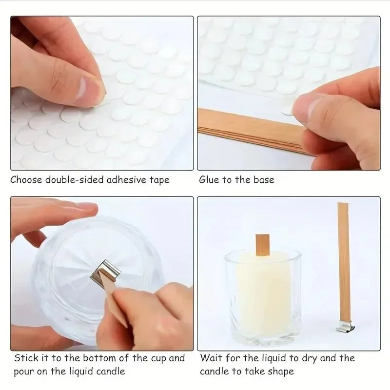 Natural Wooden Candle Wicks with Sustainers – DIY Candle Making Supply | 4 Sizes, Multi-Pack Options