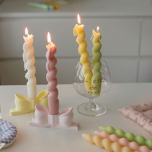 Handmade Spiral Long Stem Scented Candle - Soy Blend Geometric Twist Taper Dinner Stick Candle