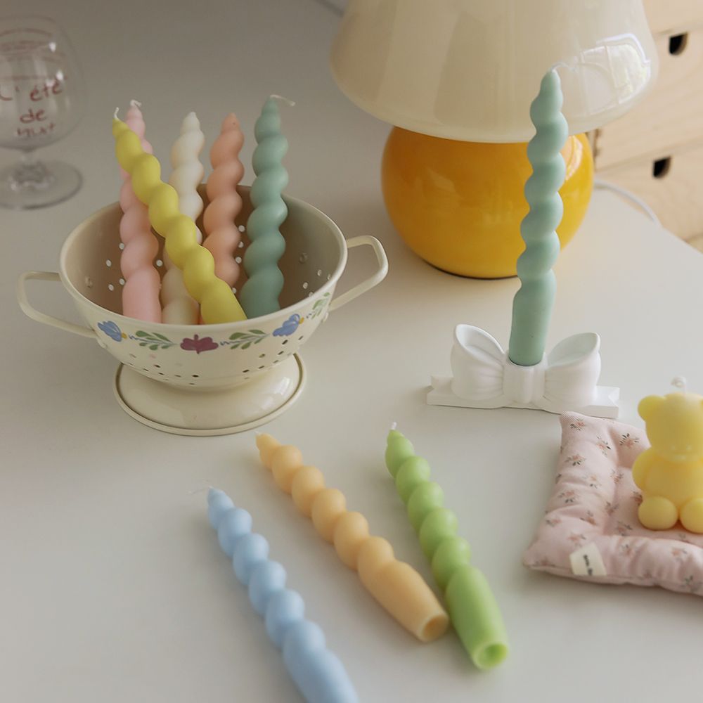 Handmade Spiral Long Stem Scented Candle - Soy Blend Geometric Twist Taper Dinner Stick Candle