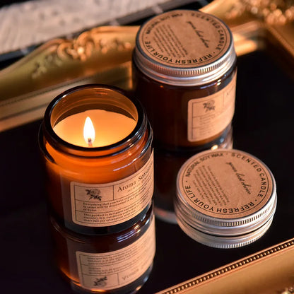 Premium Soy Wax Apothecary Jar Candle - Handmade Scented Clear Glass Cup Candle (Designer Fragrances)