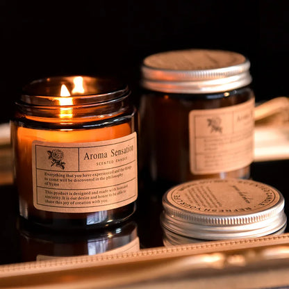 Premium Soy Wax Apothecary Jar Candle - Handmade Scented Clear Glass Cup Candle (Designer Fragrances)