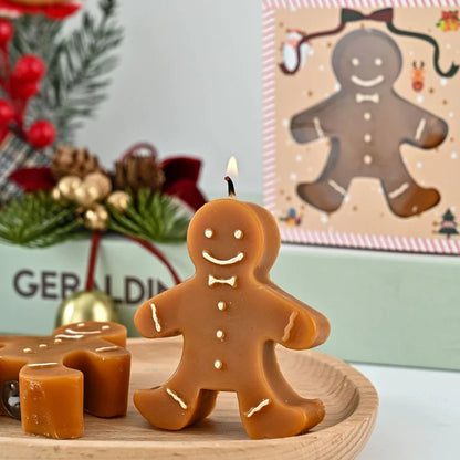 Realistic Christmas Gingerbread Man Scented Candle - Handmade Soy Wax Coffee Milk Fragrance Holiday Art Candle