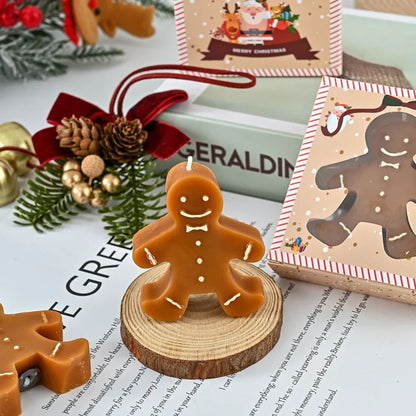 Realistic Christmas Gingerbread Man Scented Candle - Handmade Soy Wax Coffee Milk Fragrance Holiday Art Candle