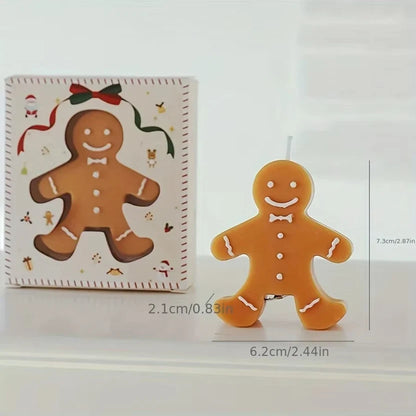 Realistic Christmas Gingerbread Man Scented Candle - Handmade Soy Wax Coffee Milk Fragrance Holiday Art Candle