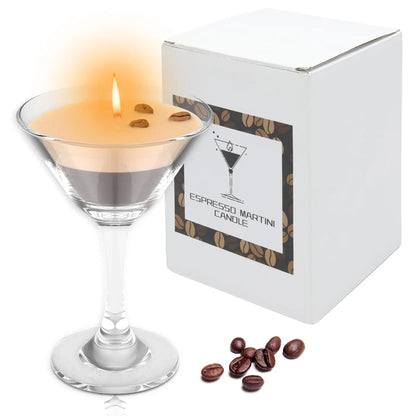Realistic Espresso Martini Scented Candle - Transparent Cocktail Glass Coffee Aromatherapy Jar Candle