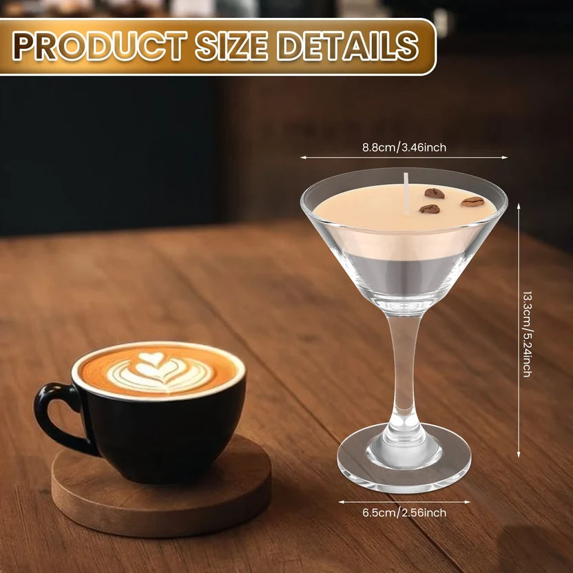 Realistic Espresso Martini Scented Candle - Transparent Cocktail Glass Coffee Aromatherapy Jar Candle