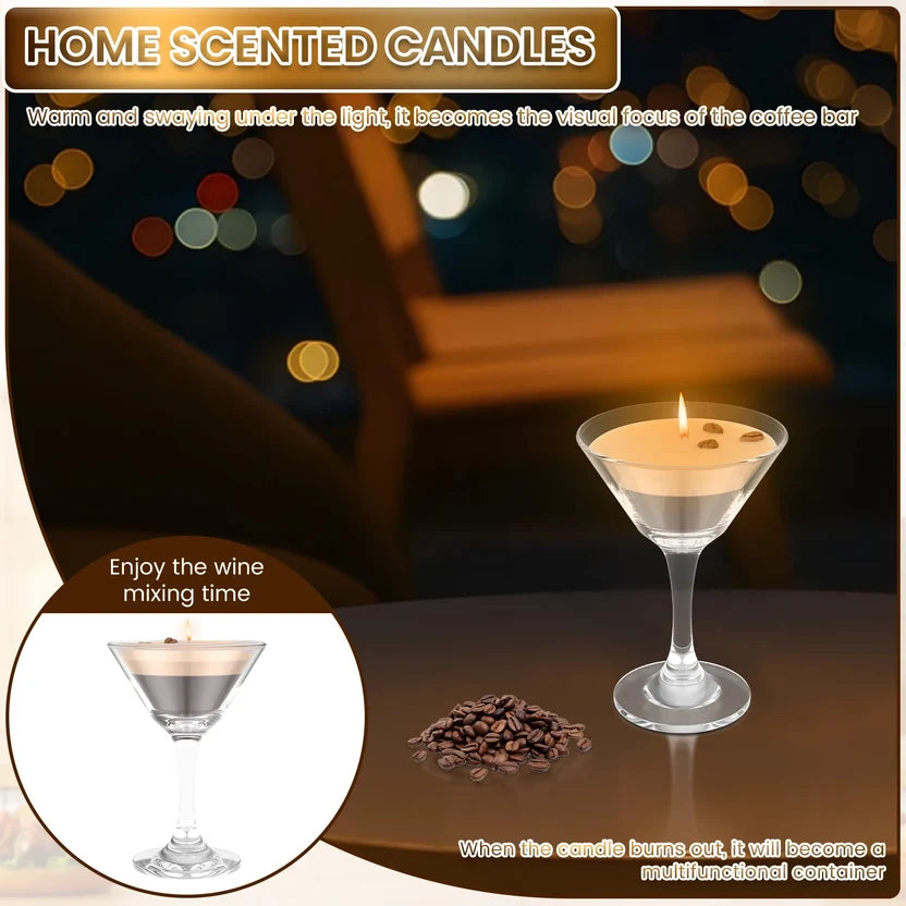 Realistic Espresso Martini Scented Candle - Transparent Cocktail Glass Coffee Aromatherapy Jar Candle