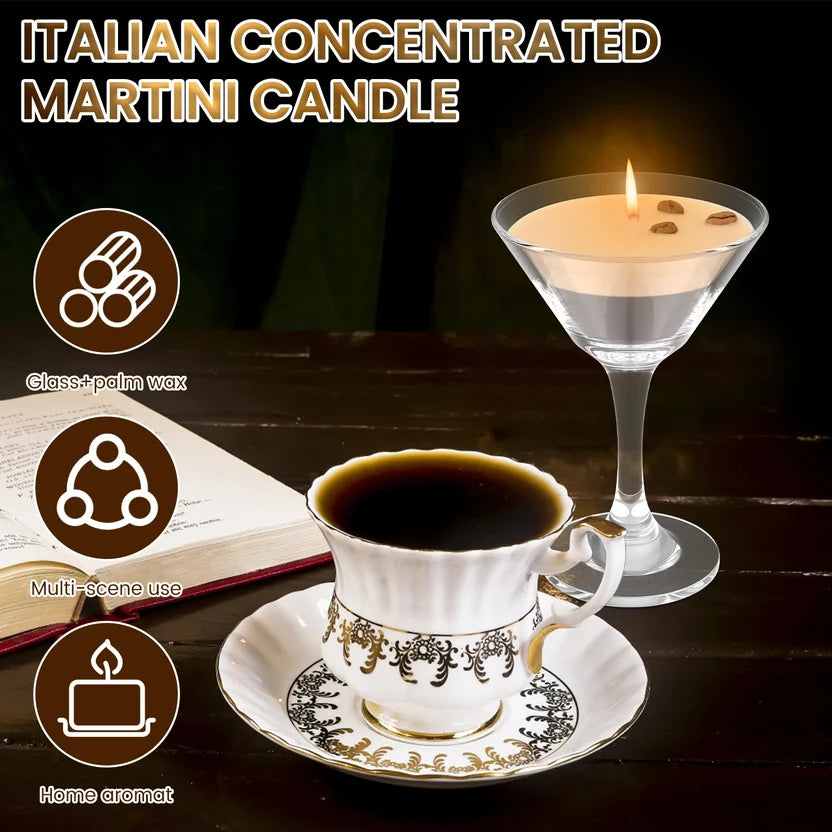 Realistic Espresso Martini Scented Candle - Transparent Cocktail Glass Coffee Aromatherapy Jar Candle