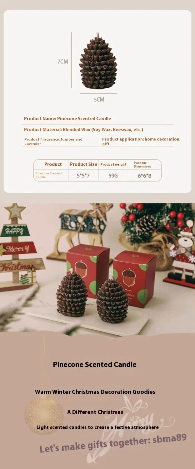 Realistic Pinecone Scented Candle – Handmade Soy Wax | Juniper Fragrance | Christmas Decor