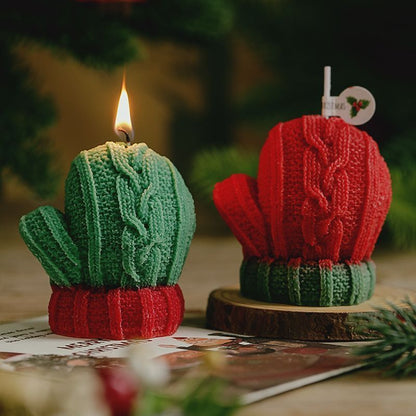 Christmas Glove 3D Scented Candle - Handmade Soy Wax Winter Mitten Sculptural Holiday Candle (1, 2 & 3 Pack)