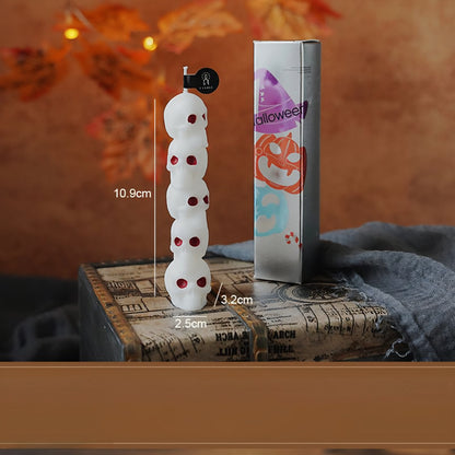 Gothic Halloween Long Stick Scented Candles - Handmade Soy Wax Spooky Skeleton Pumpkin Dinner Taper (1-Pc Single)