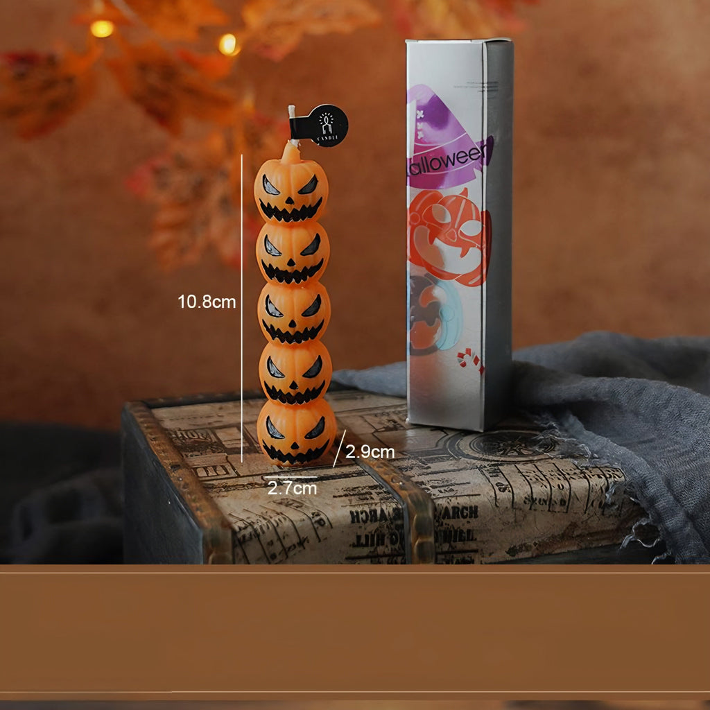 Gothic Halloween Long Stick Scented Candles - Handmade Soy Wax Spooky Skeleton Pumpkin Dinner Taper (1-Pc Single)